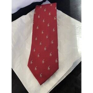 VTG Polo Ralph Lauren Red All Over Pony Silk Tie/Hand Made/Italy 3.75" W X 58" L